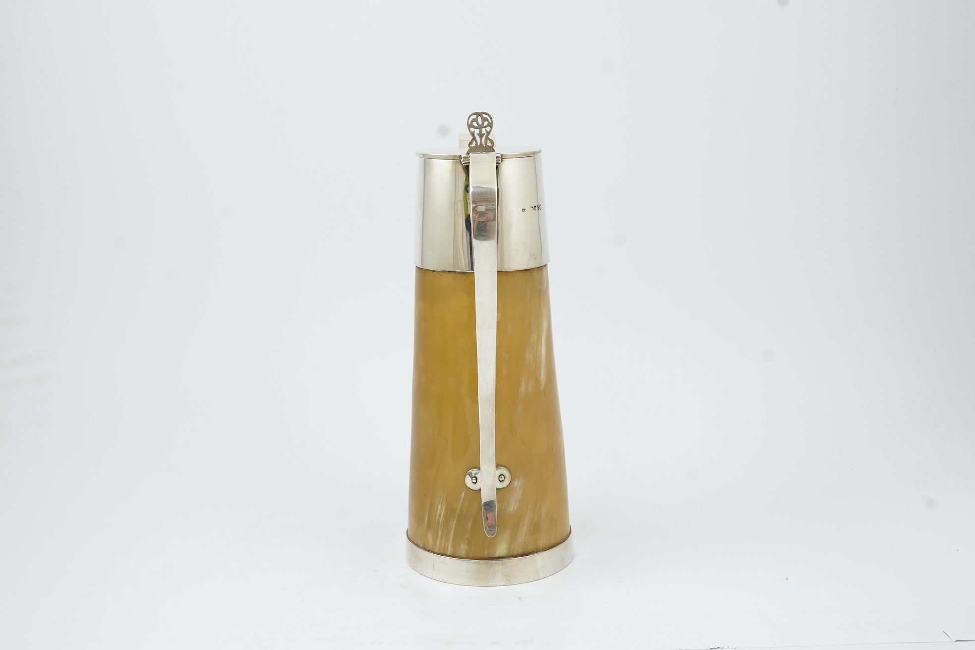 A Victorian silver mounted horn claret jug, by George Adams